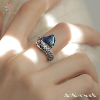 NHẪN CÁ CHÉP VƯỢT VŨ MÔN gam màu xanh - màu của sự yêu thương, của sự bình yên